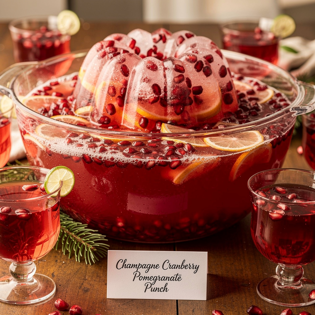 PunchBowl Champagne Cranberry Pomegranate Punch