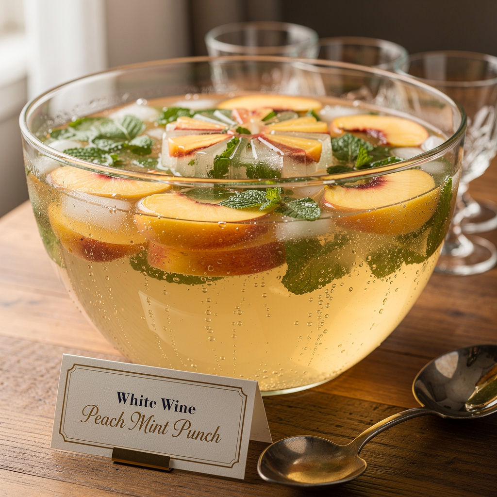 PunchBowl White Wine Peach Mint Punch