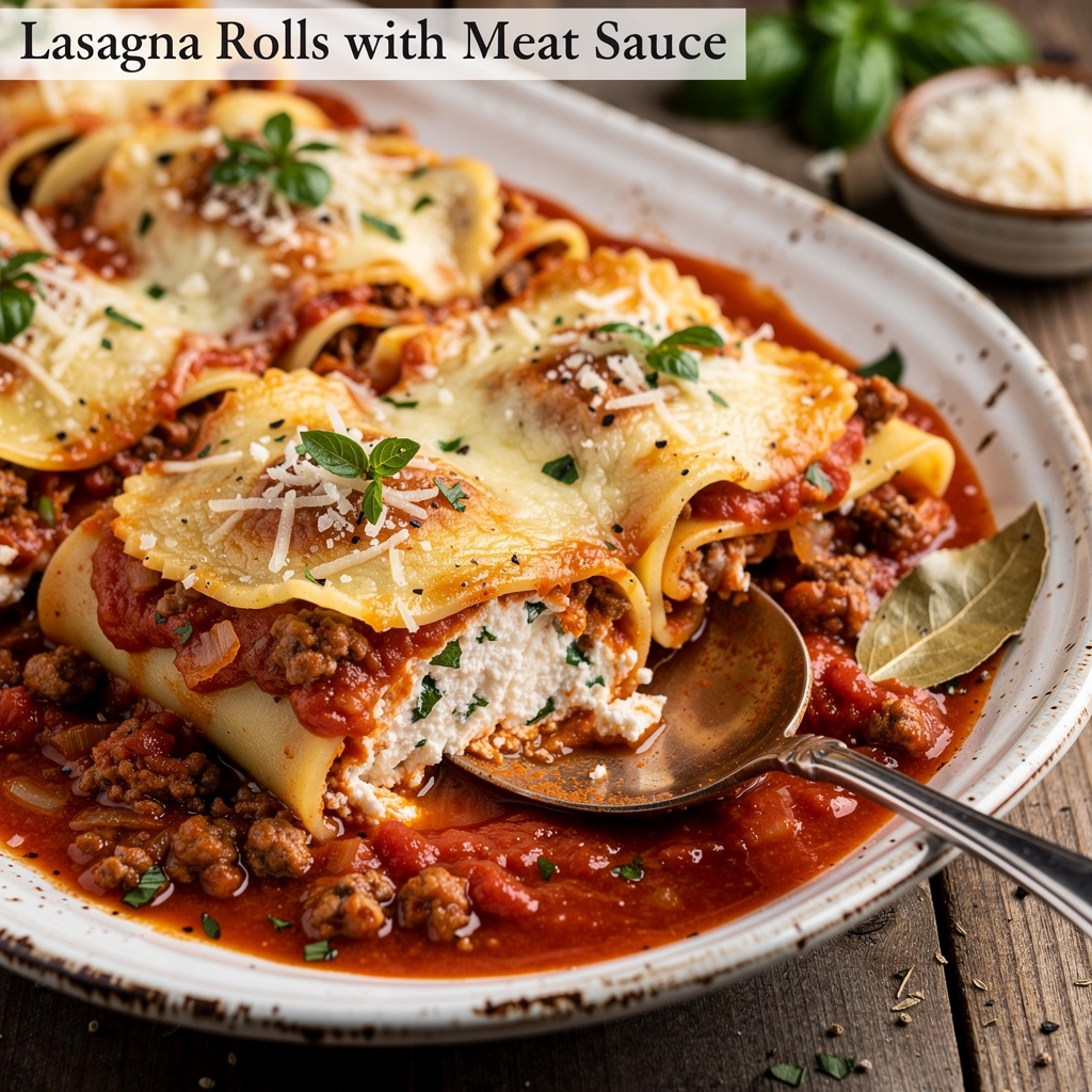 Lasagna Rolls with Meat Sauce