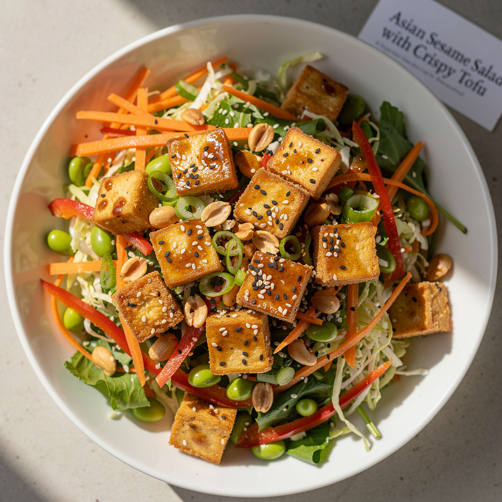 Asian Sesame Salad with Crispy Tofu