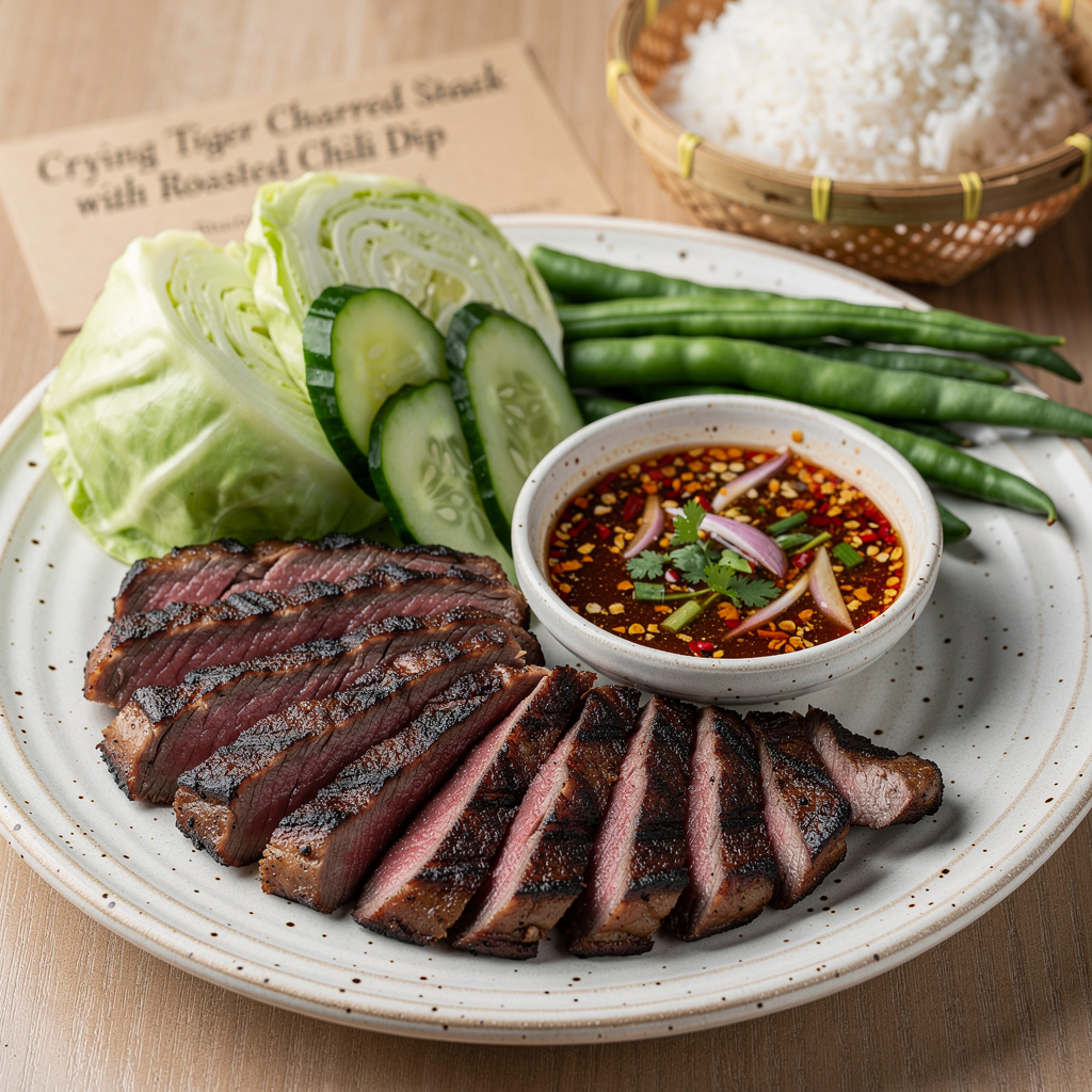 Crying Tiger Charred Steak with Roasted Chili Dip