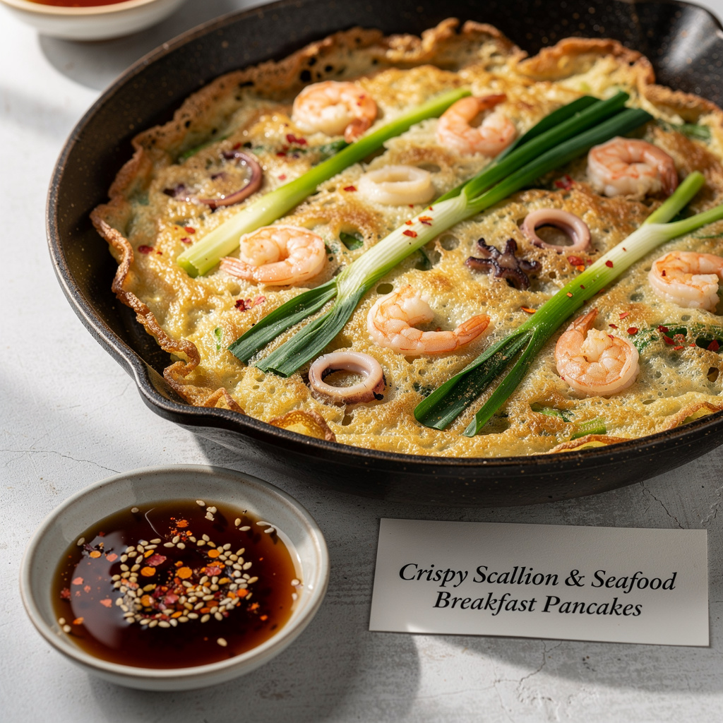 Crispy Scallion & Seafood Breakfast Pancakes