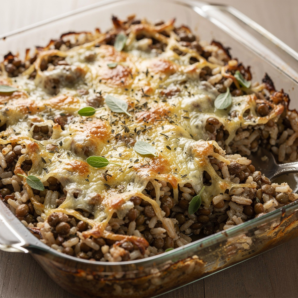 Herbed Lentils and Rice Casserole