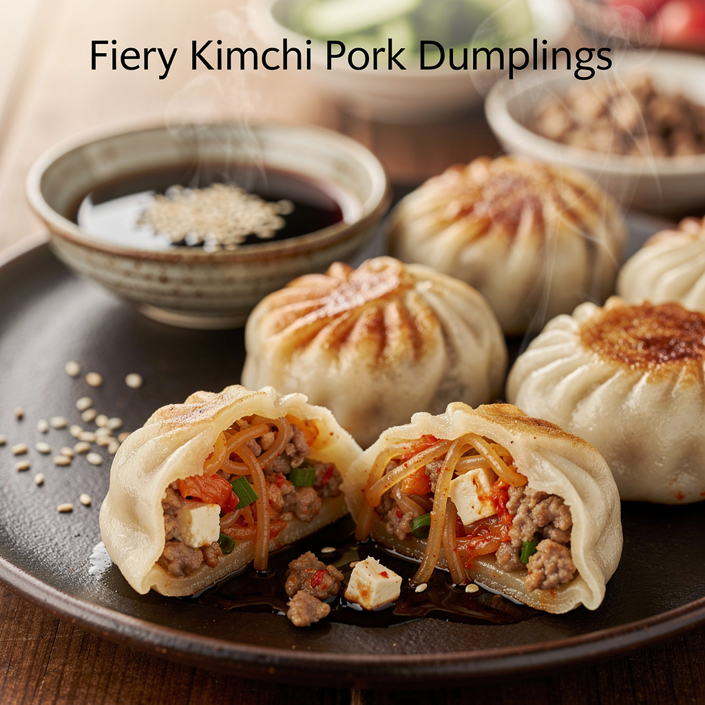Fiery Kimchi Pork Dumplings