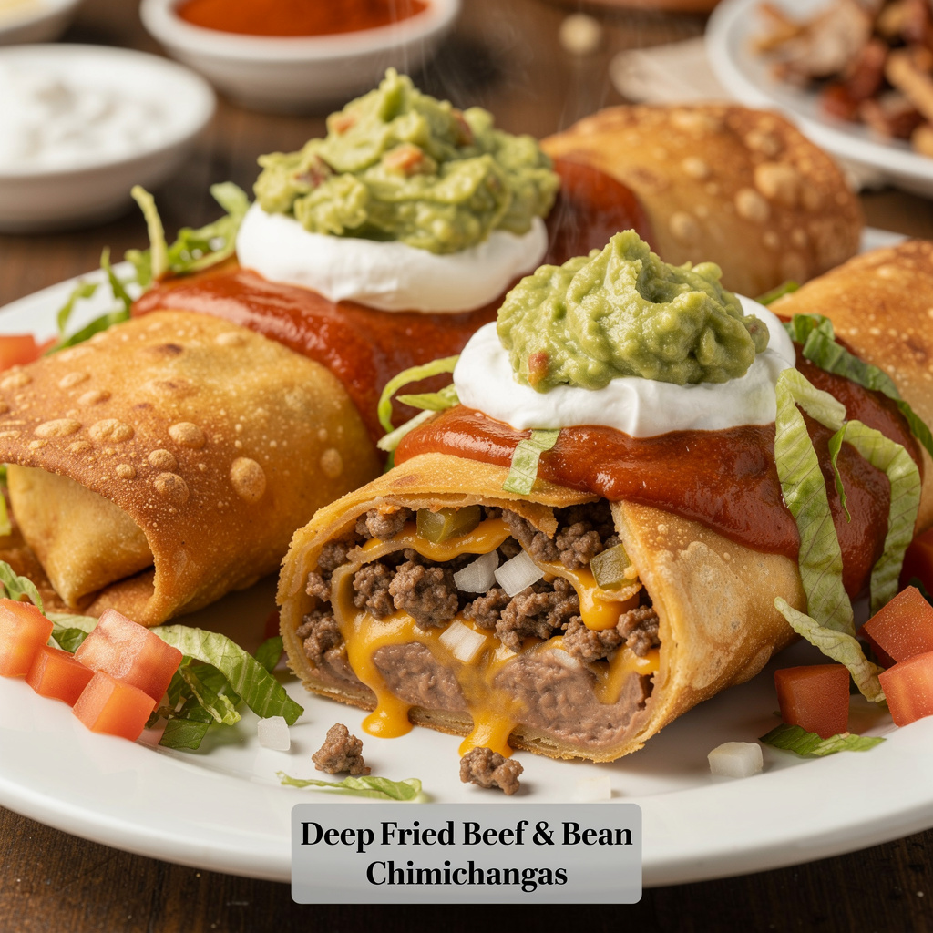 Deep-Fried Beef & Bean Chimichangas