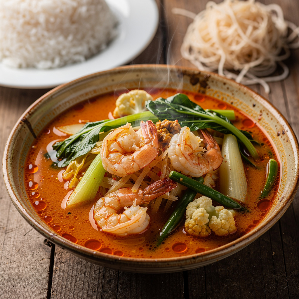 Fiery Southern Thai Sour Curry with Shrimp and Vegetables