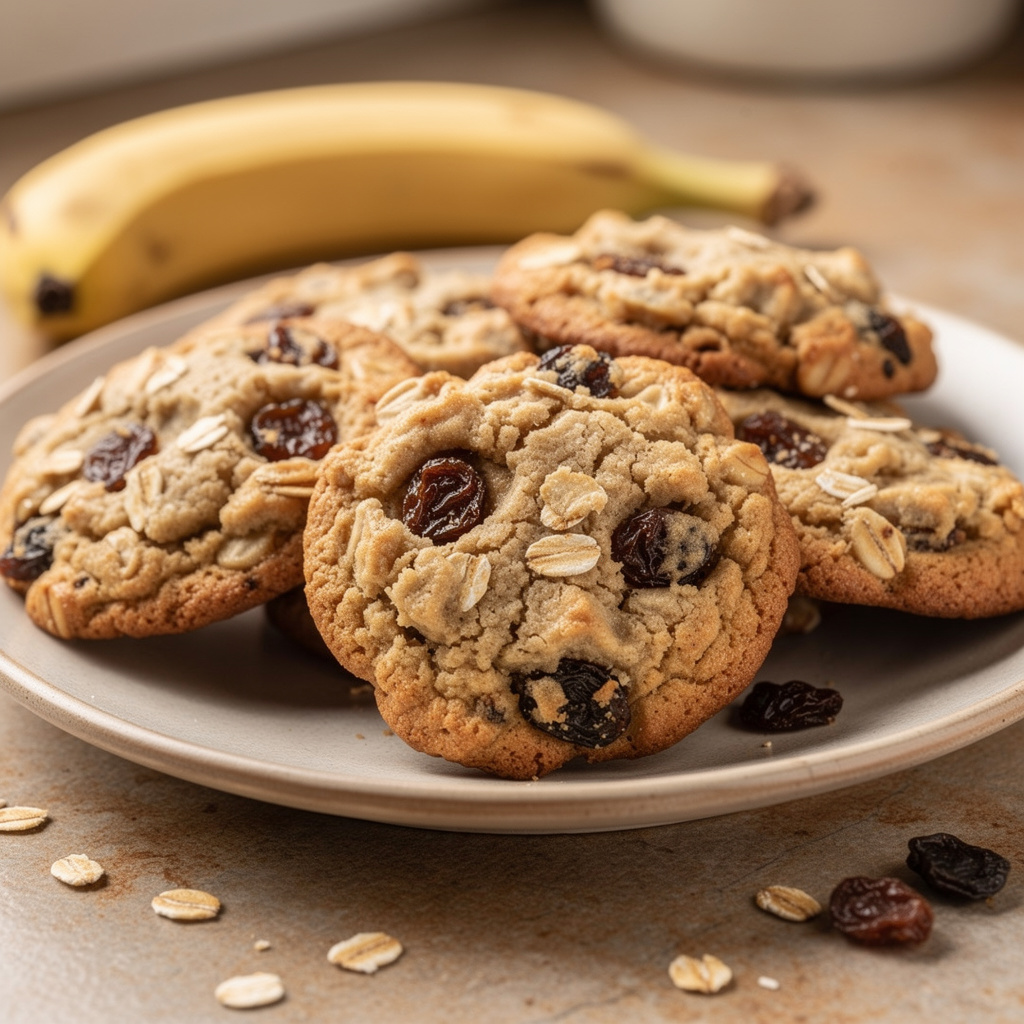 Banana Oatmeal Raisin Cookies