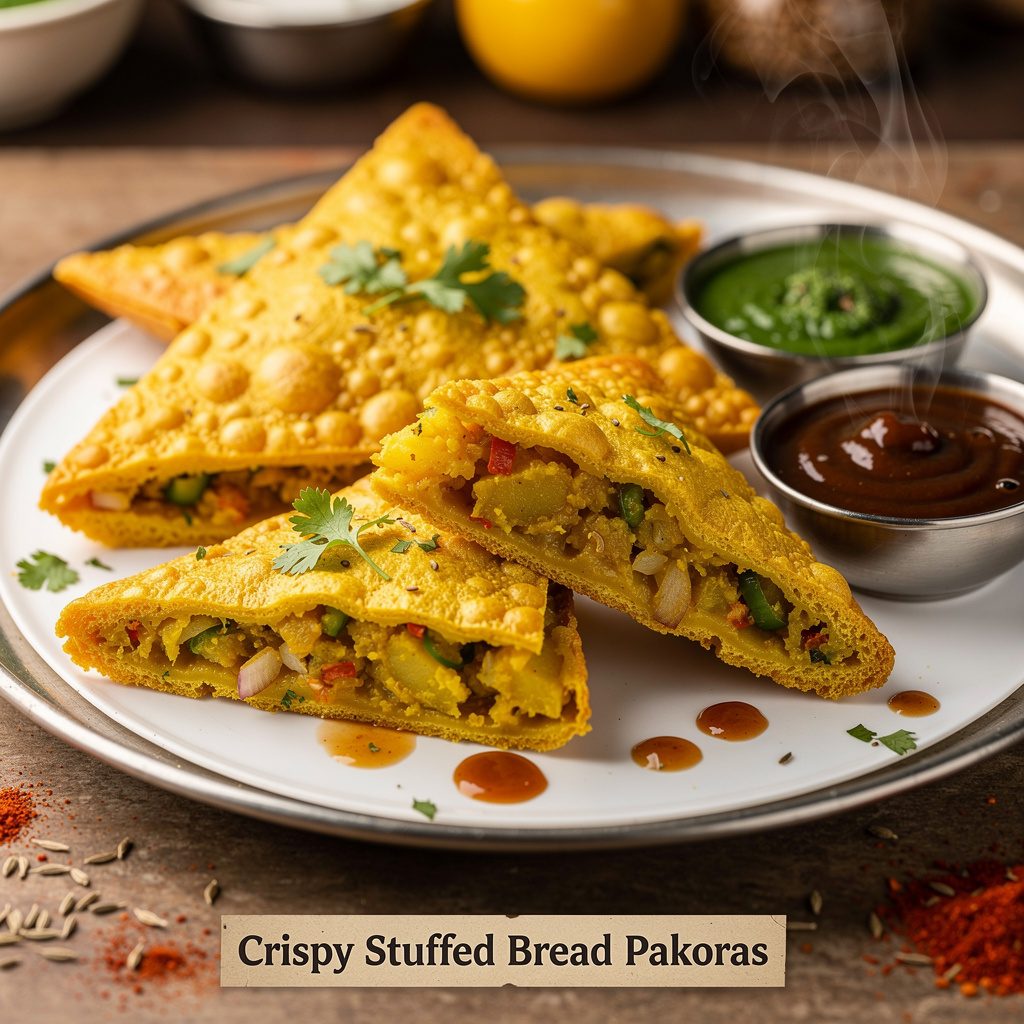 Crispy Stuffed Bread Pakoras