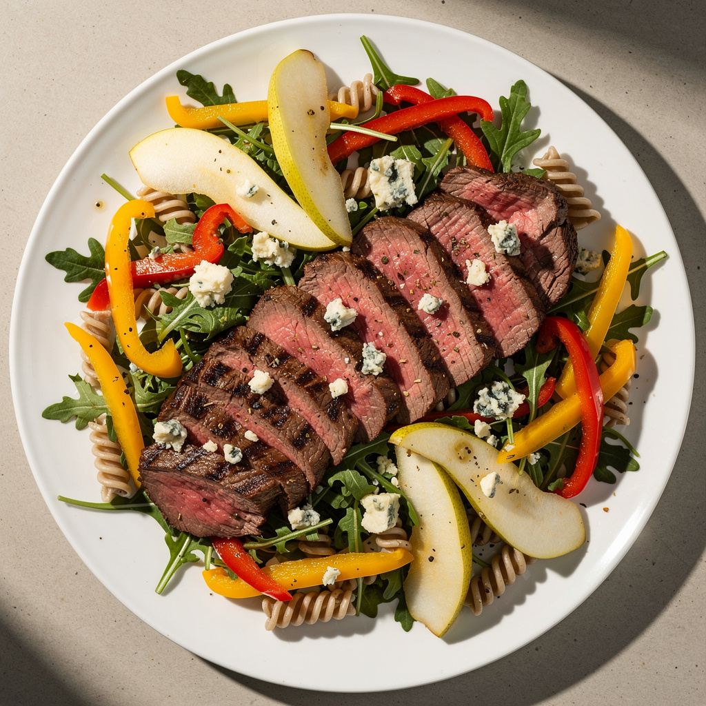 Grilled Steak and Peppers Salad with Pears