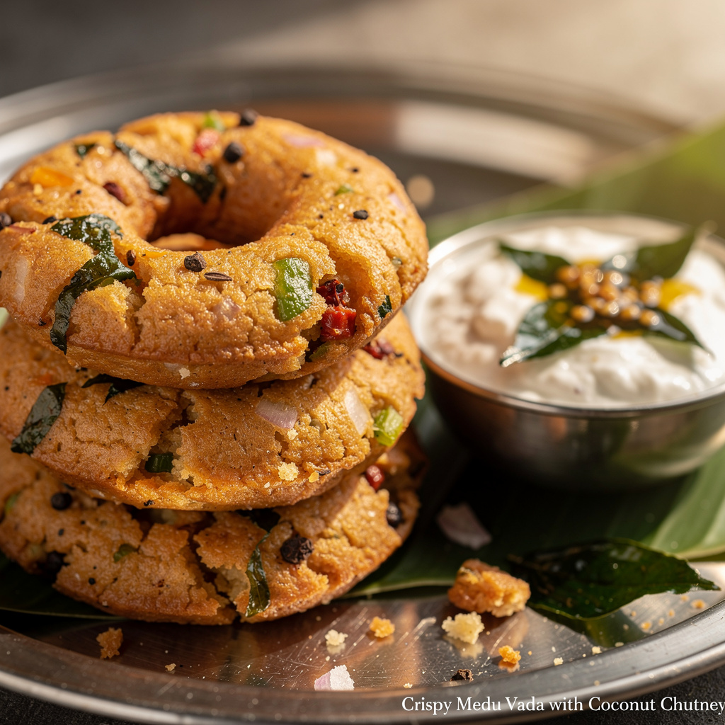 Crispy Medu Vada with Coconut Chutney