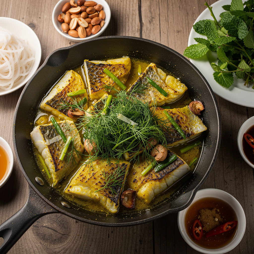 Hanoi Golden Turmeric Fish with Fresh Dill (Cha Ca La Vong)