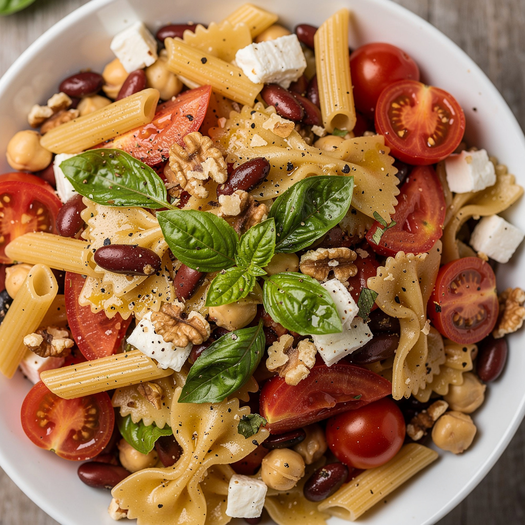 Tomato Basil and Bean Pasta Salad