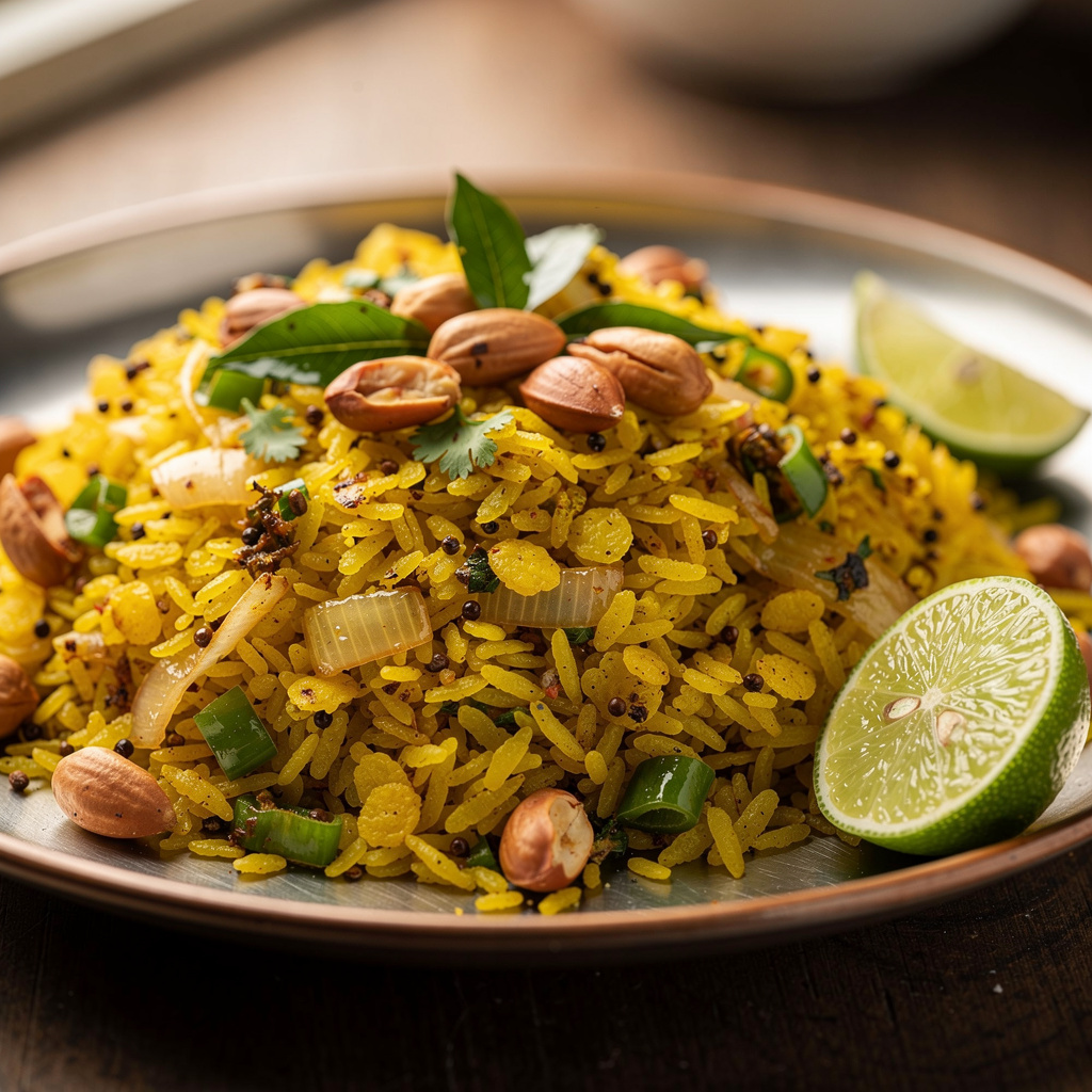 Sunshine Poha with Peanuts and Lime