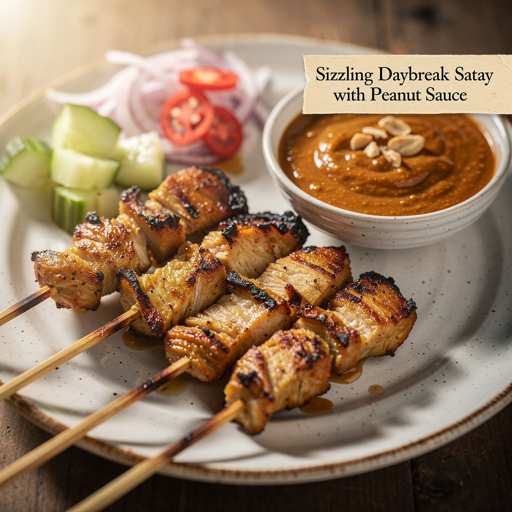 Sizzling Daybreak Satay with Peanut Sauce