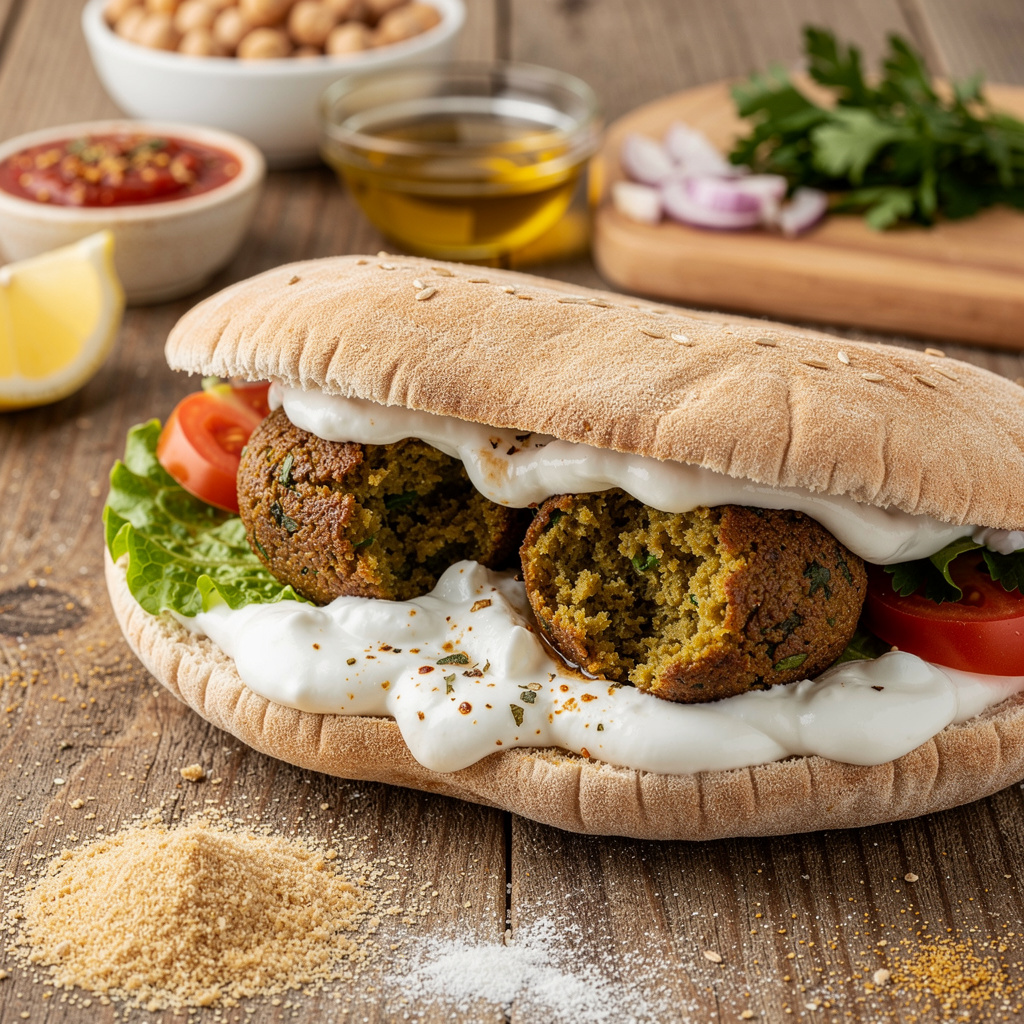 Falafel with Yogurt Sandwich