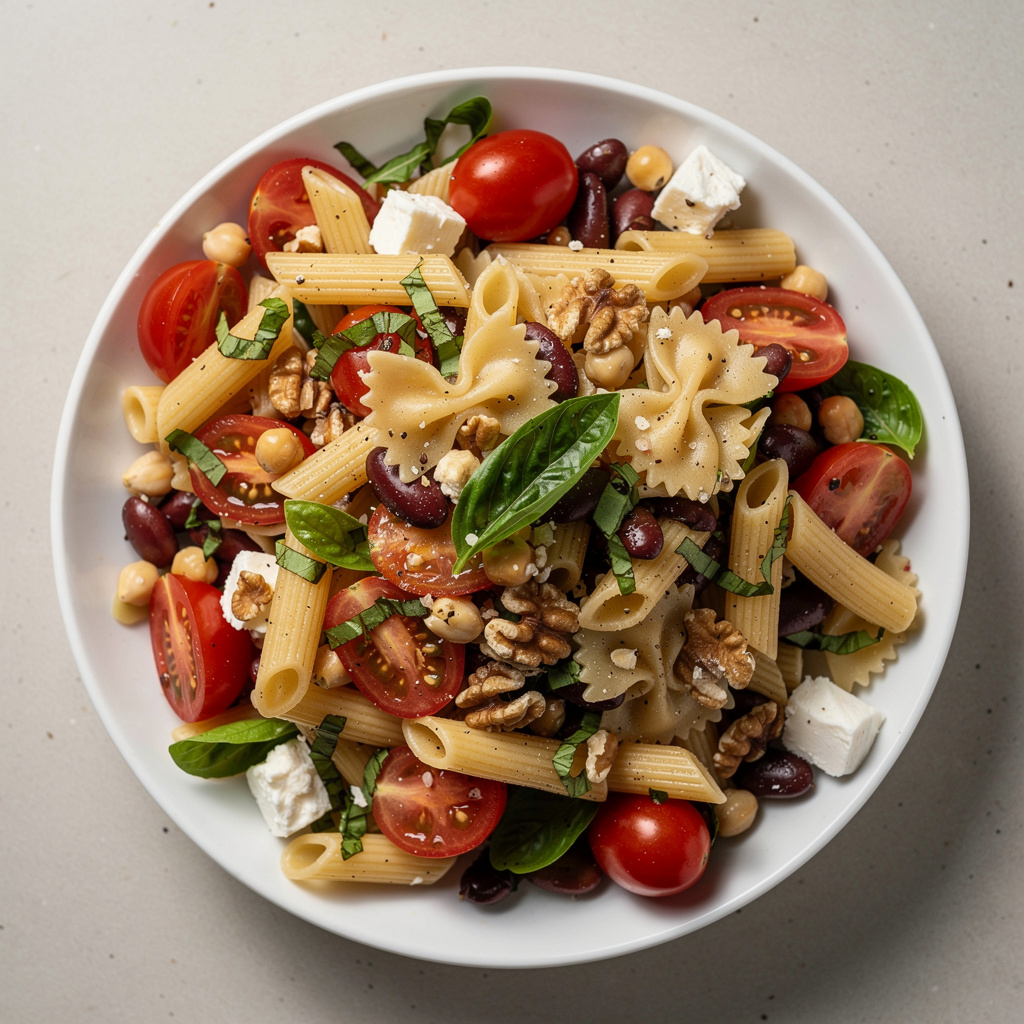 Tomato Basil and Bean Pasta Salad