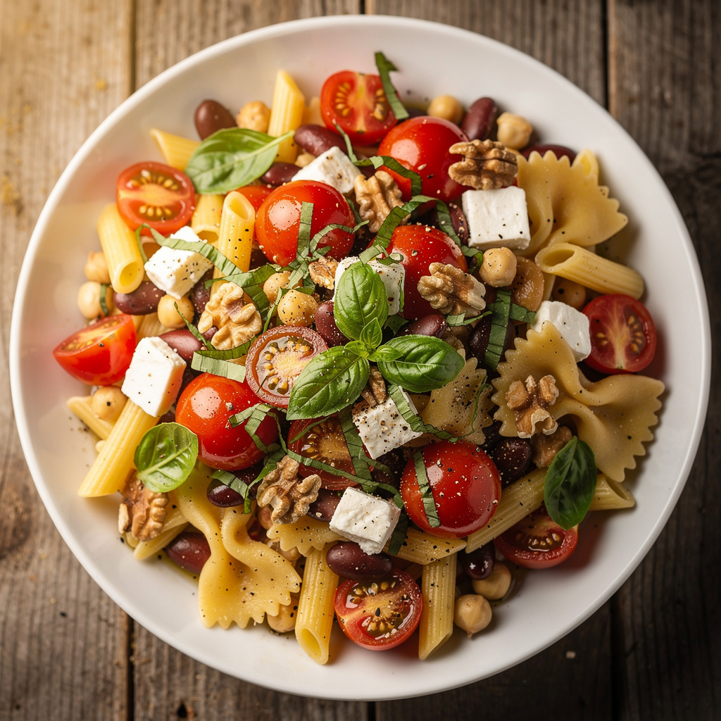 Tomato Basil and Bean Pasta Salad