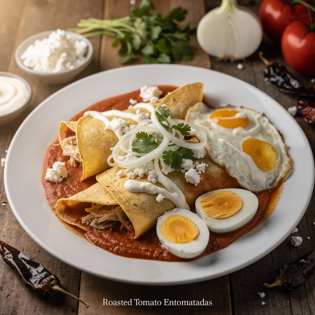 Entomatadas with Roasted Tomato Sauce