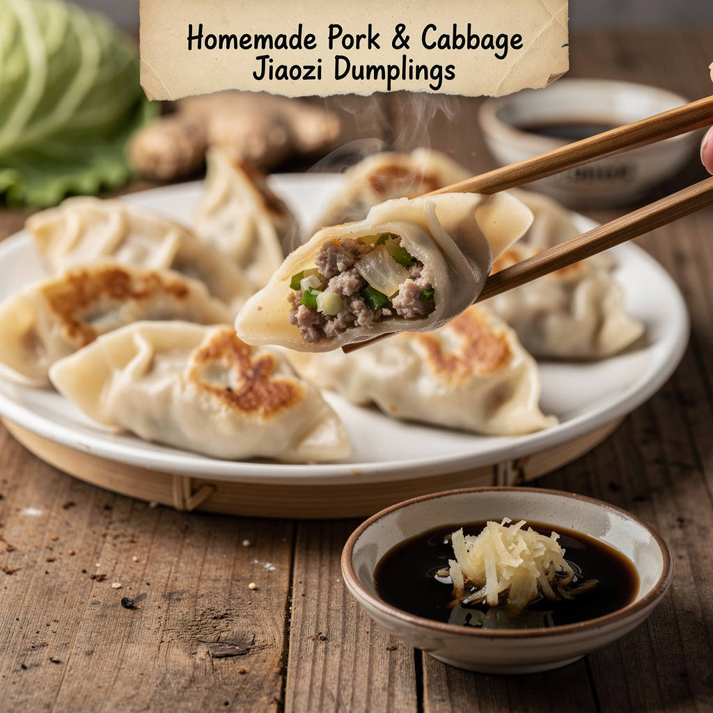 Homemade Pork & Cabbage Jiaozi Dumplings