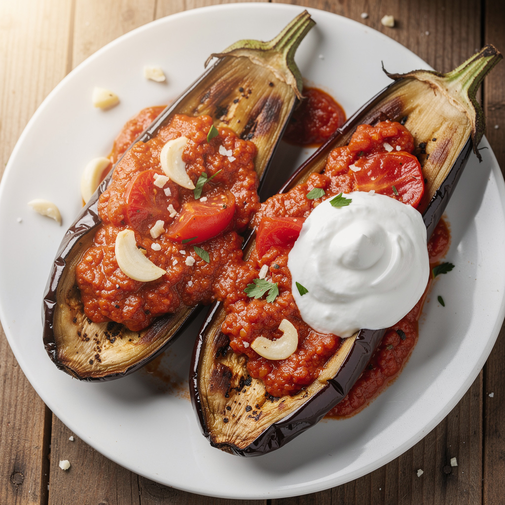 Mediterranean Roasted Eggplant with Tomato Sauce