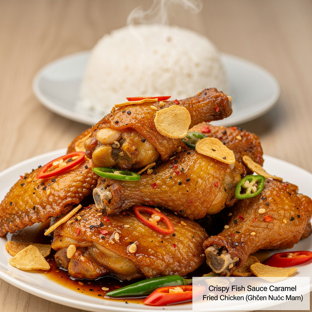 Crispy Fish Sauce Caramel Fried Chicken (Ga Chien Nuoc Mam)
