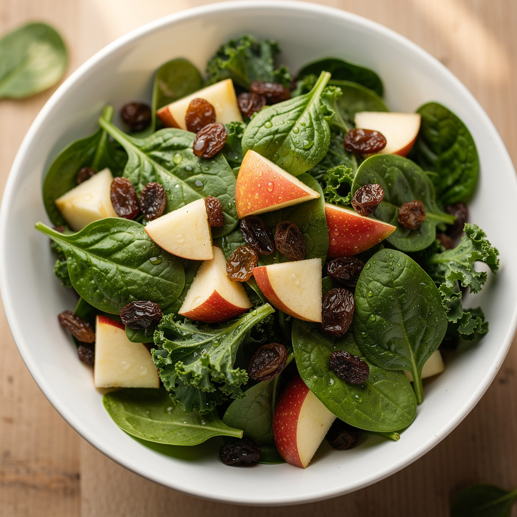 Spinach Salad with Apples and Raisins