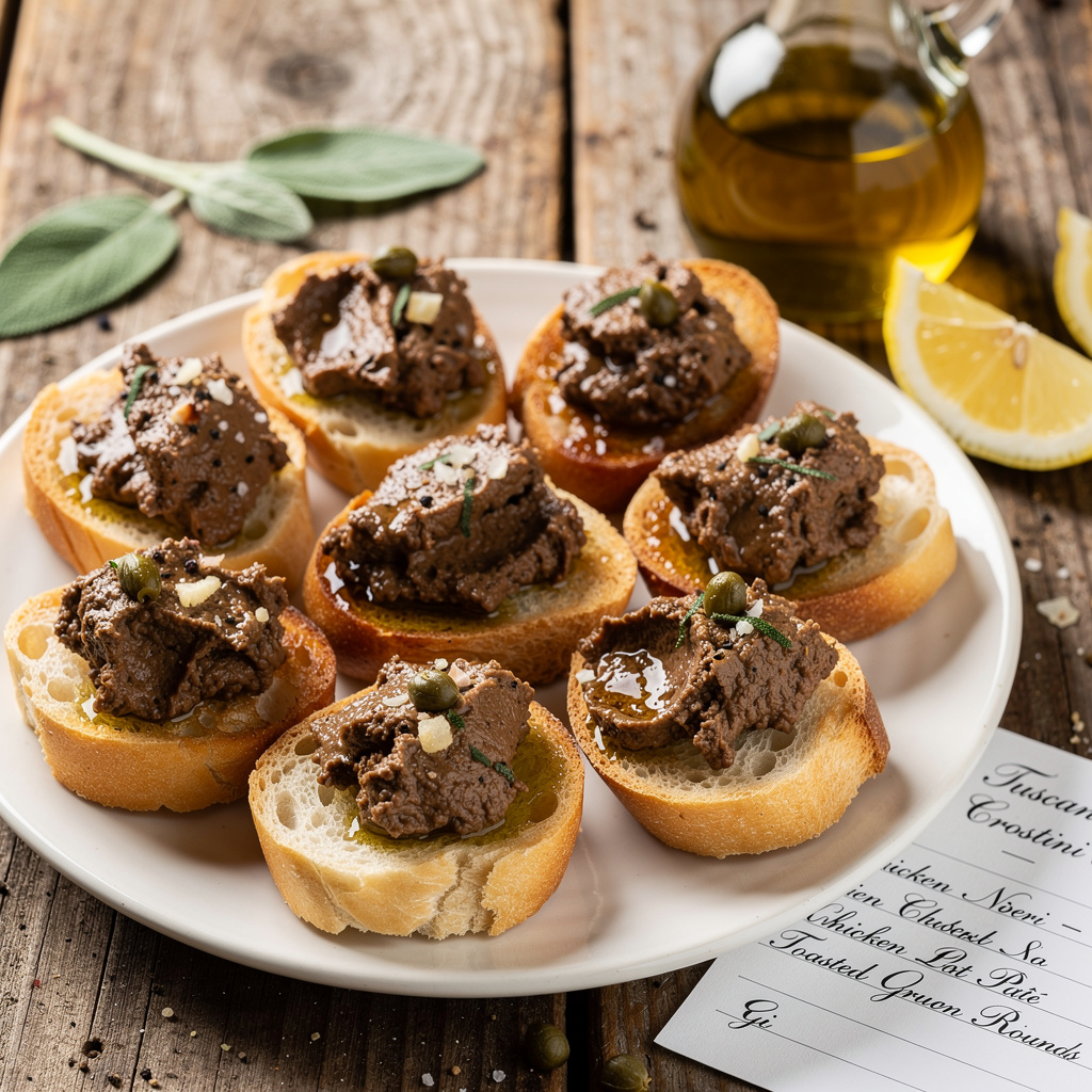 Tuscan Crostini Neri — Chicken Liver Pâté on Toasted Rounds