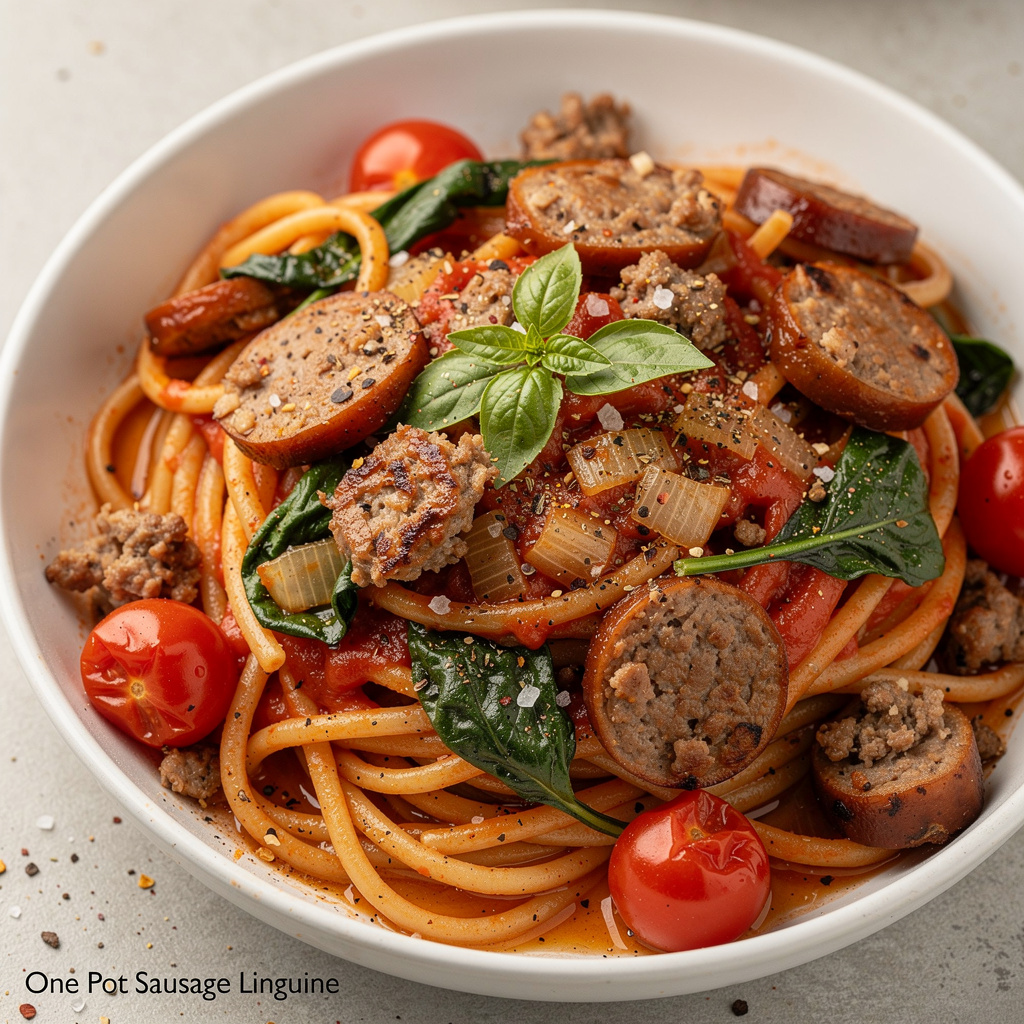One Pot Sausage Linguine