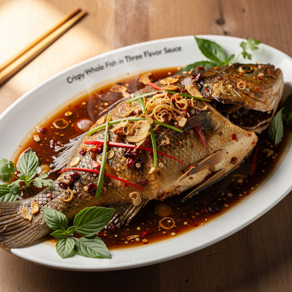 Crispy Whole Fish in Three-Flavor Sauce
