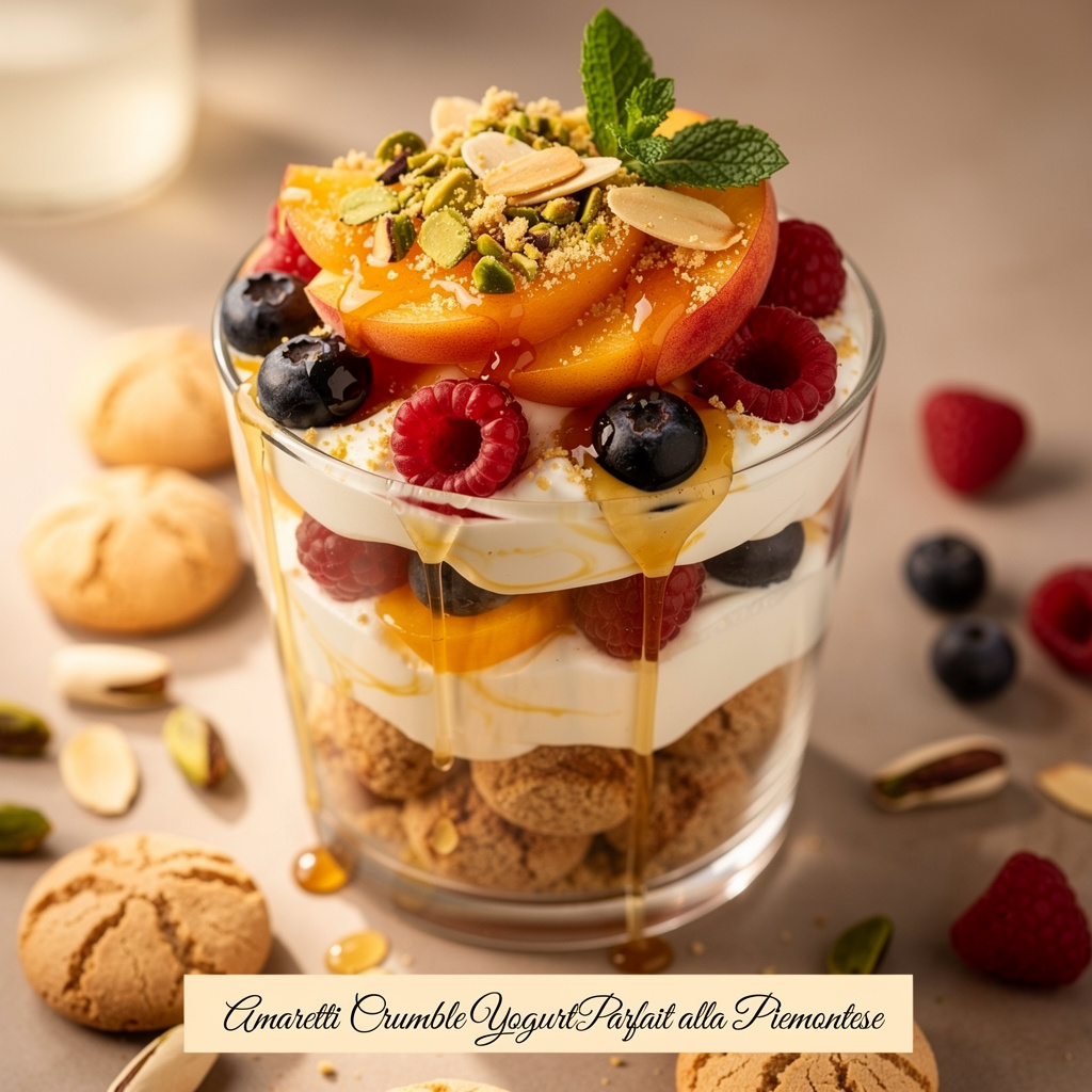 Amaretti Crumble Yogurt Parfait alla Piemontese