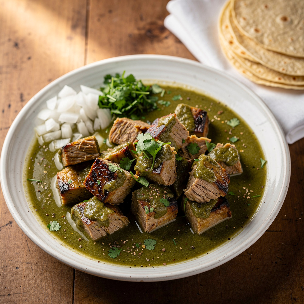 Tender Pork in Roasted Tomatillo Salsa Verde