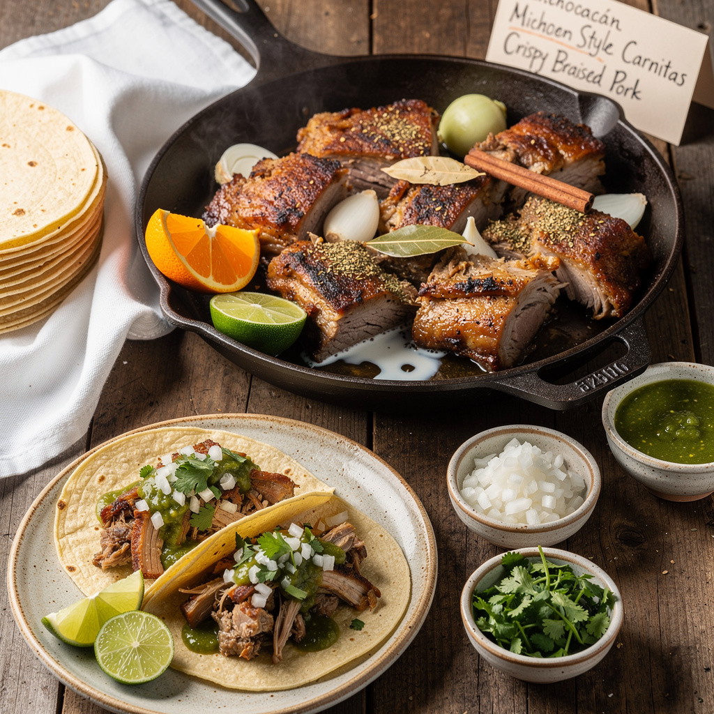 Michoacán-Style Carnitas — Crispy Braised Pork