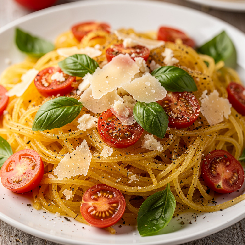 Spaghetti Squash with Tomatoes, Basil, and Parmesan