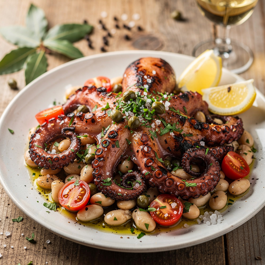Tender & Smoky Grilled Octopus with Caper Vinaigrette