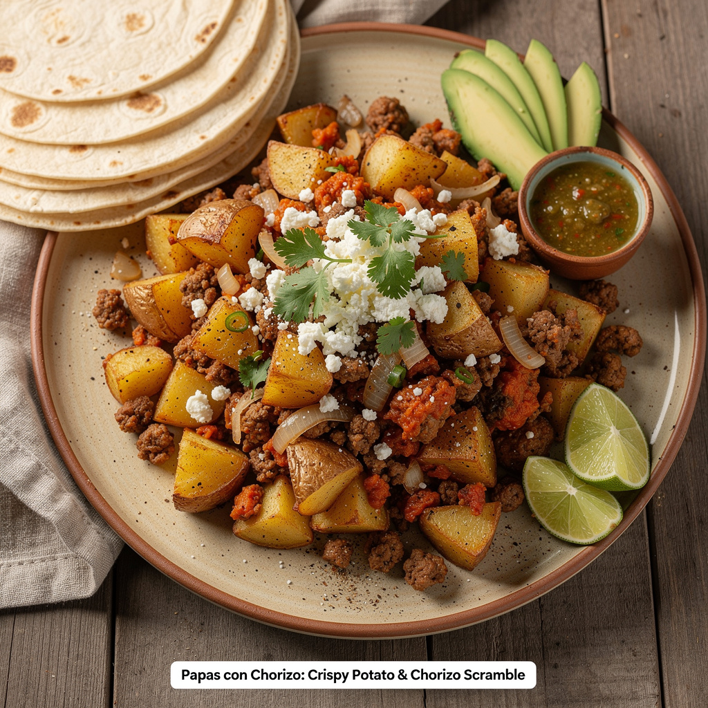 Papas con Chorizo: Crispy Potato & Chorizo Scramble