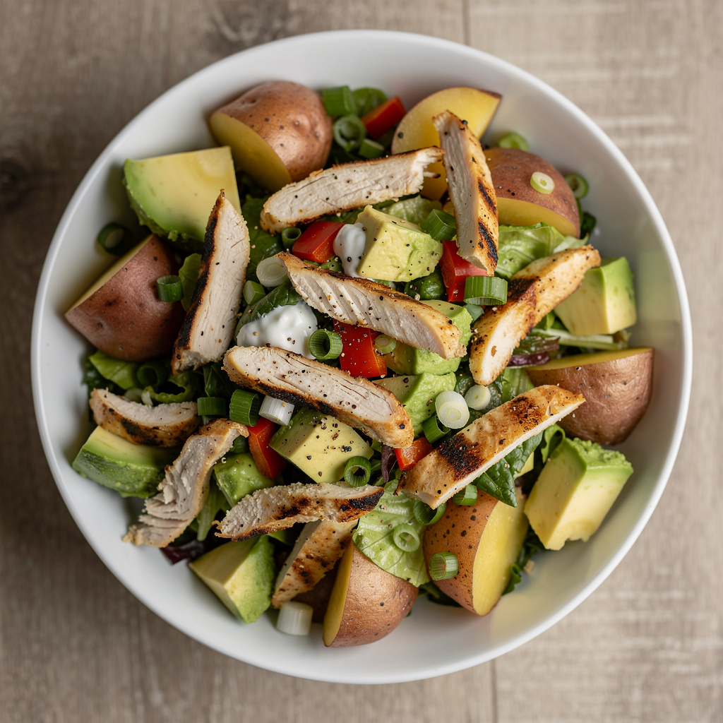 Avocado, Potato, and Grilled Chicken Salad