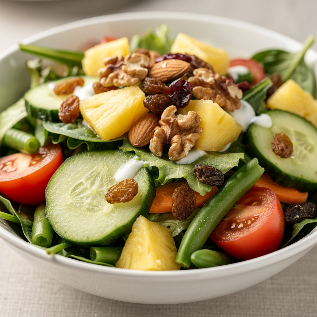 Salad with Pineapple, Nuts, and Raisins