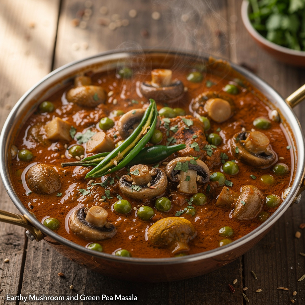 Earthy Mushroom and Green Pea Masala