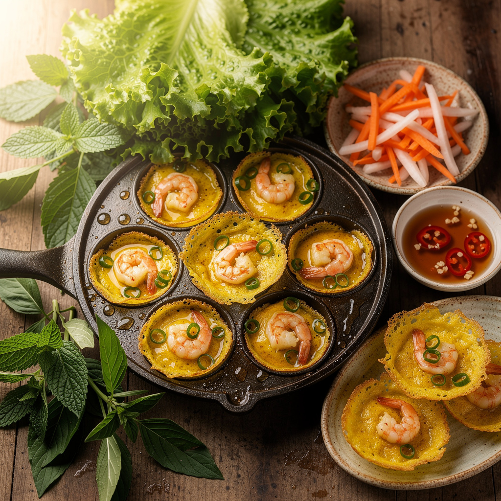 Banh Khot — Crispy Mini Coconut Turmeric Pancakes with Shrimp