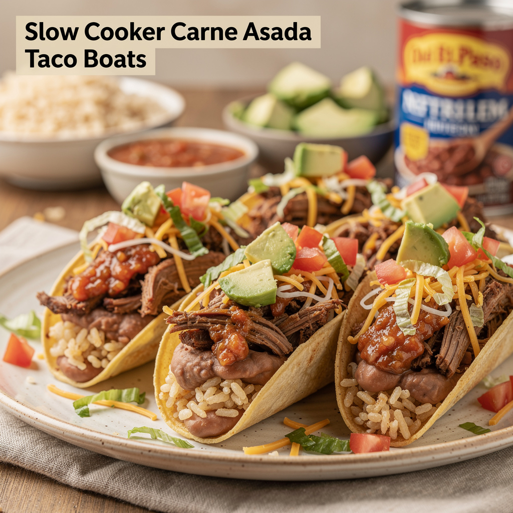 Slow Cooker Carne Asada Taco Boats