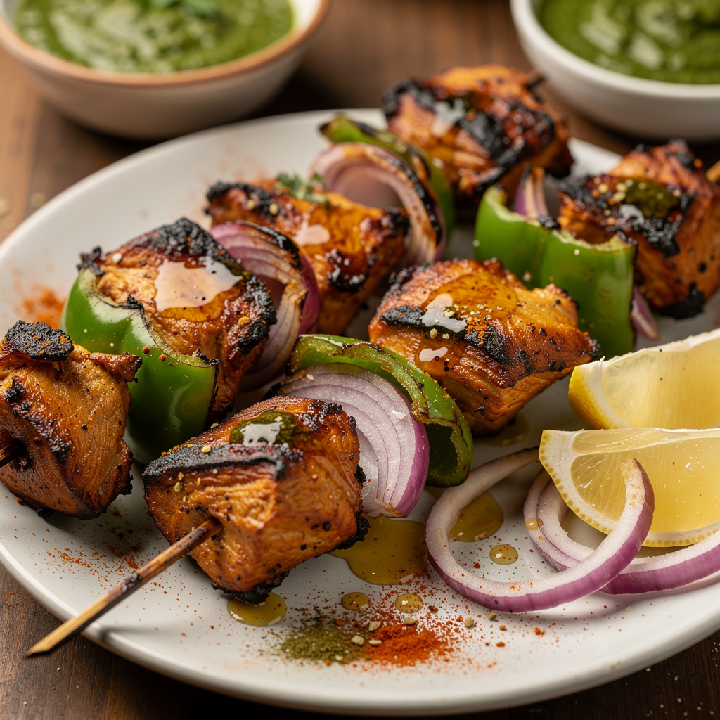 Charred Chicken Tikka Skewers