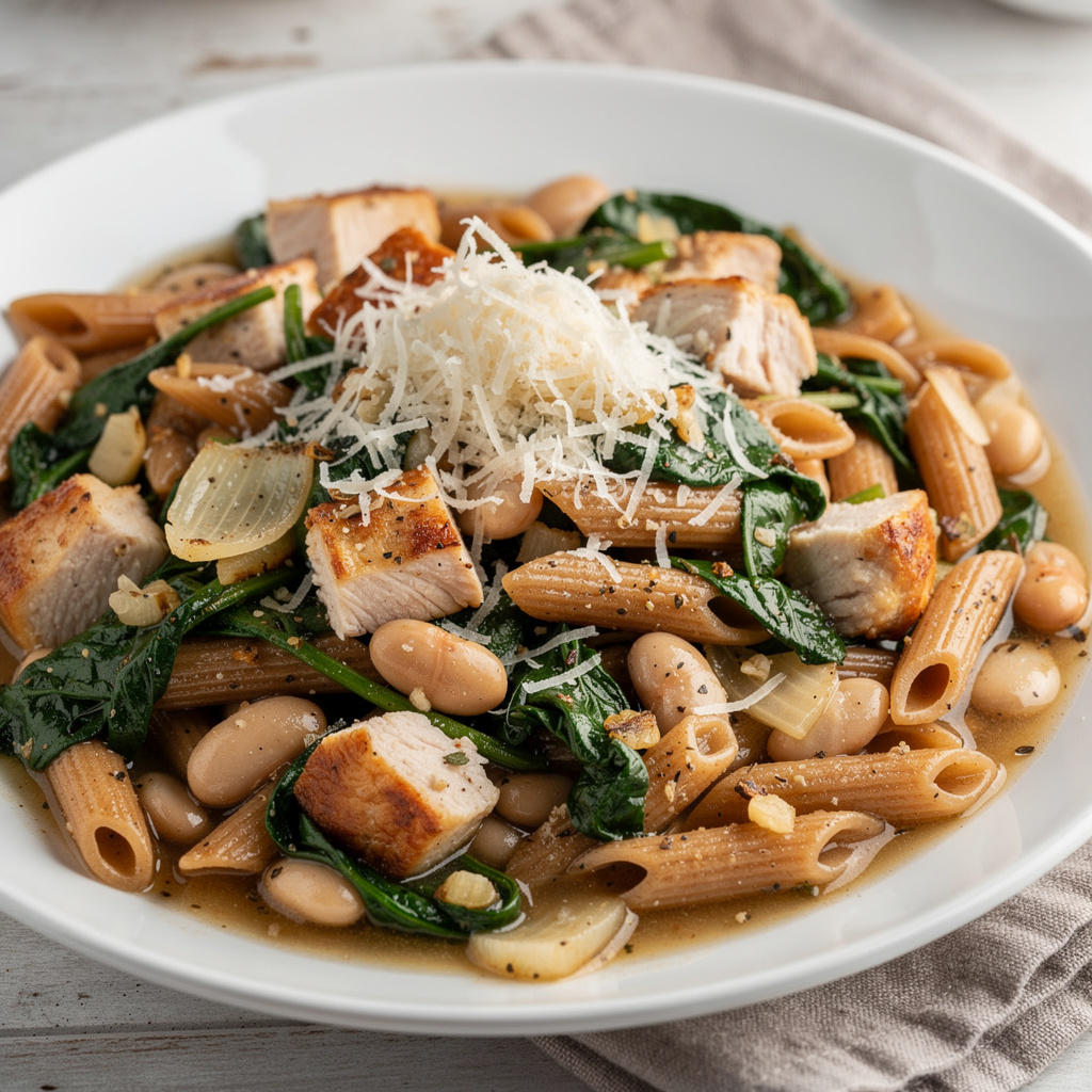 Pasta with Greens, Beans, and Chicken