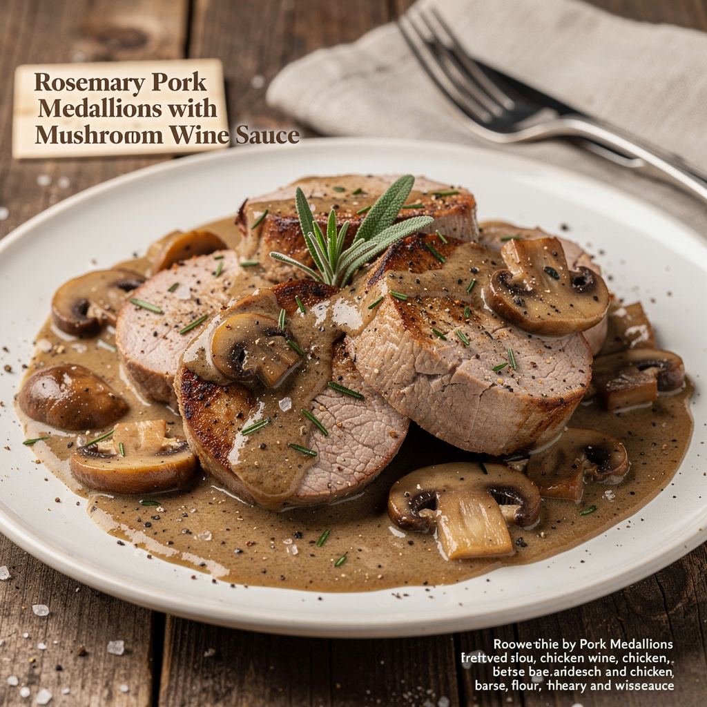 Rosemary Pork Medallions with Mushroom Wine Sauce