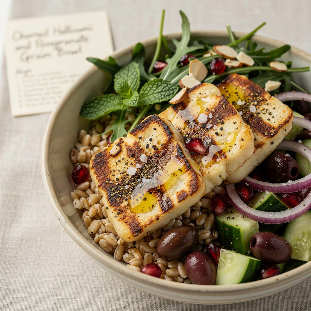 Charred Halloumi and Pomegranate Grain Bowl
