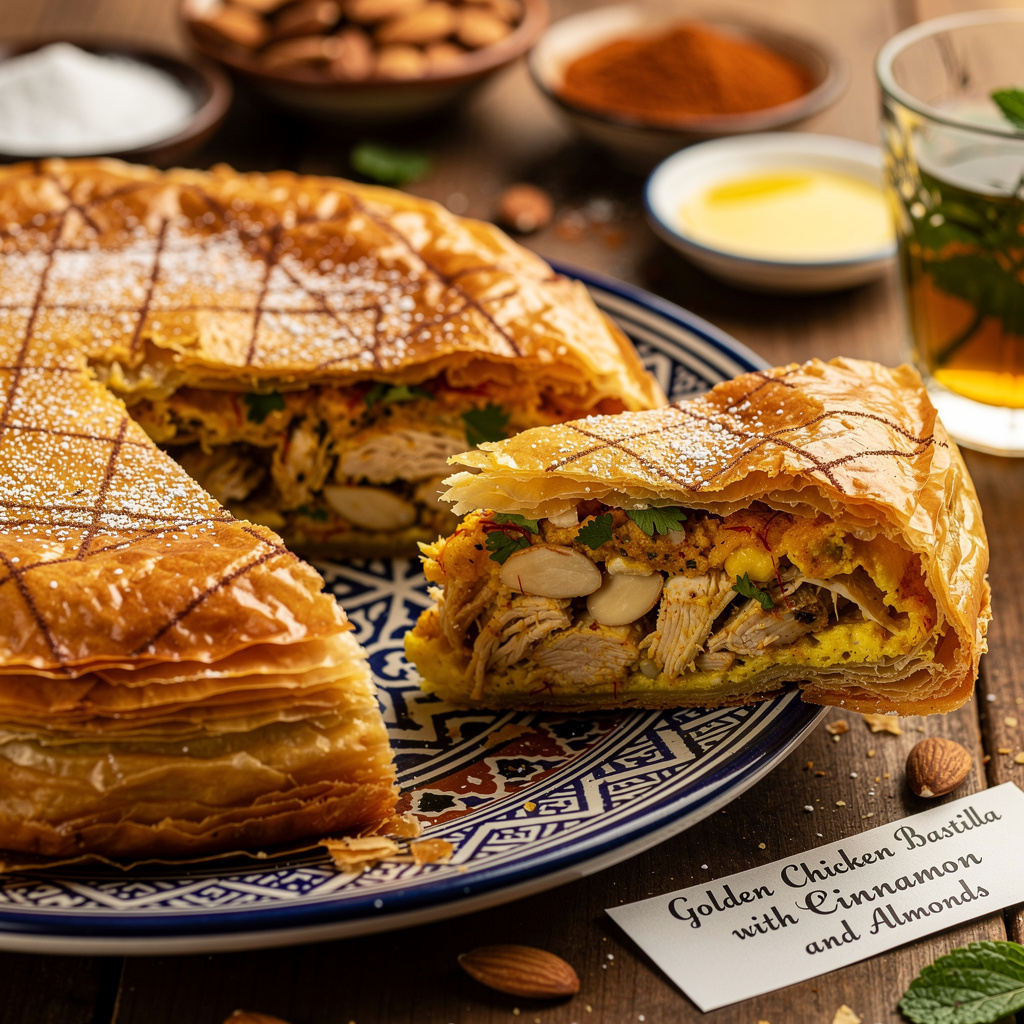 Golden Chicken Bastilla with Cinnamon and Almonds