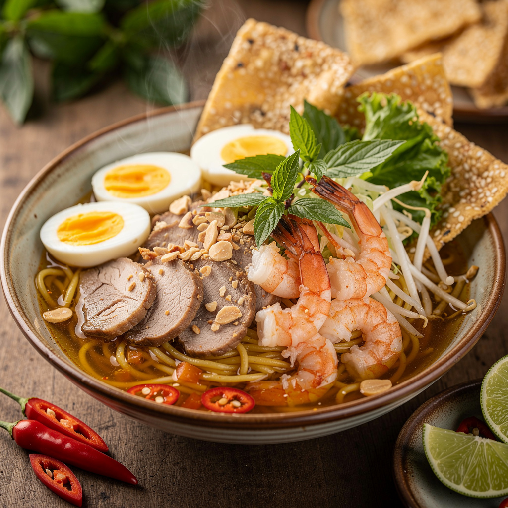 Mi Quang Turmeric Noodles with Shrimp and Pork