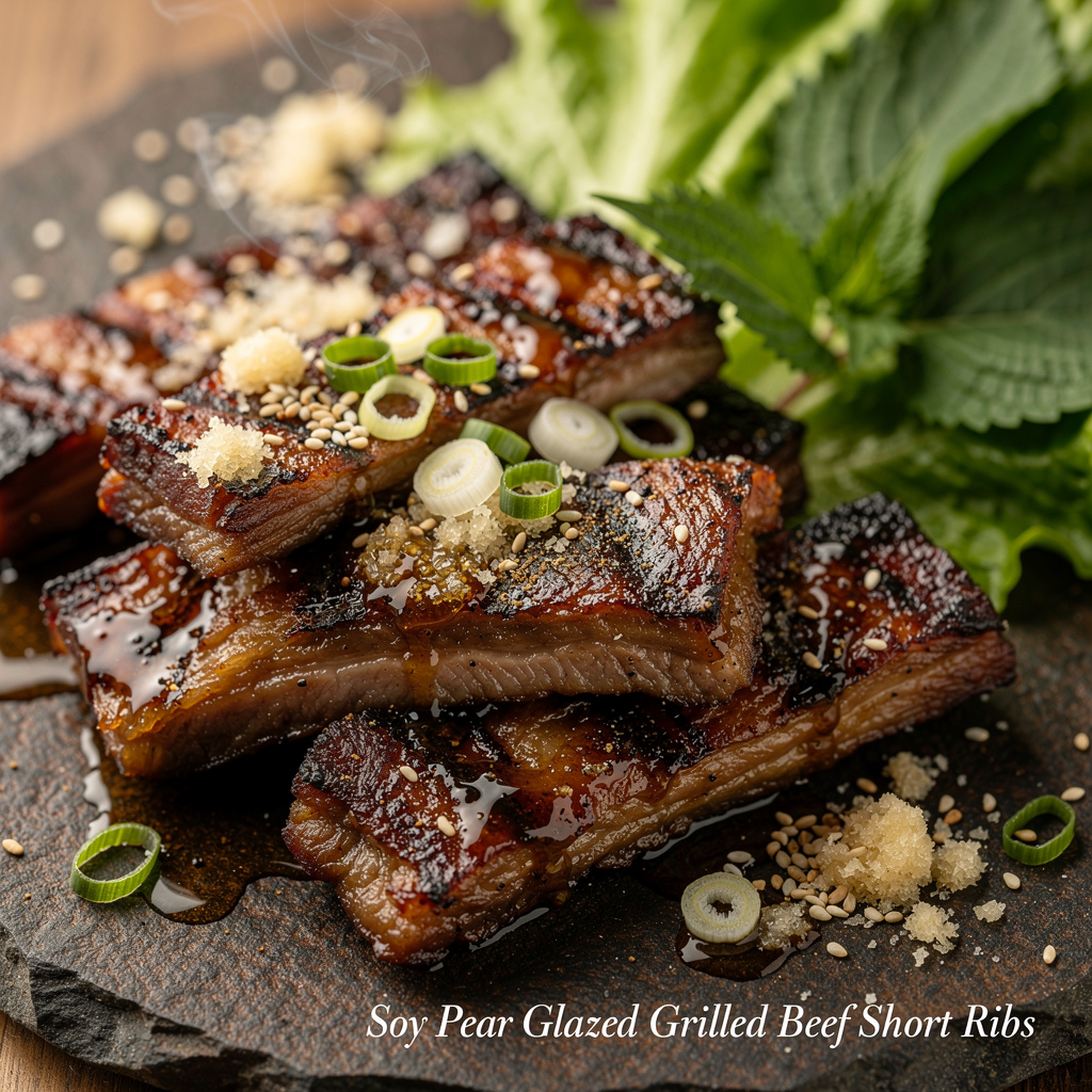 Soy-Pear Glazed Grilled Beef Short Ribs