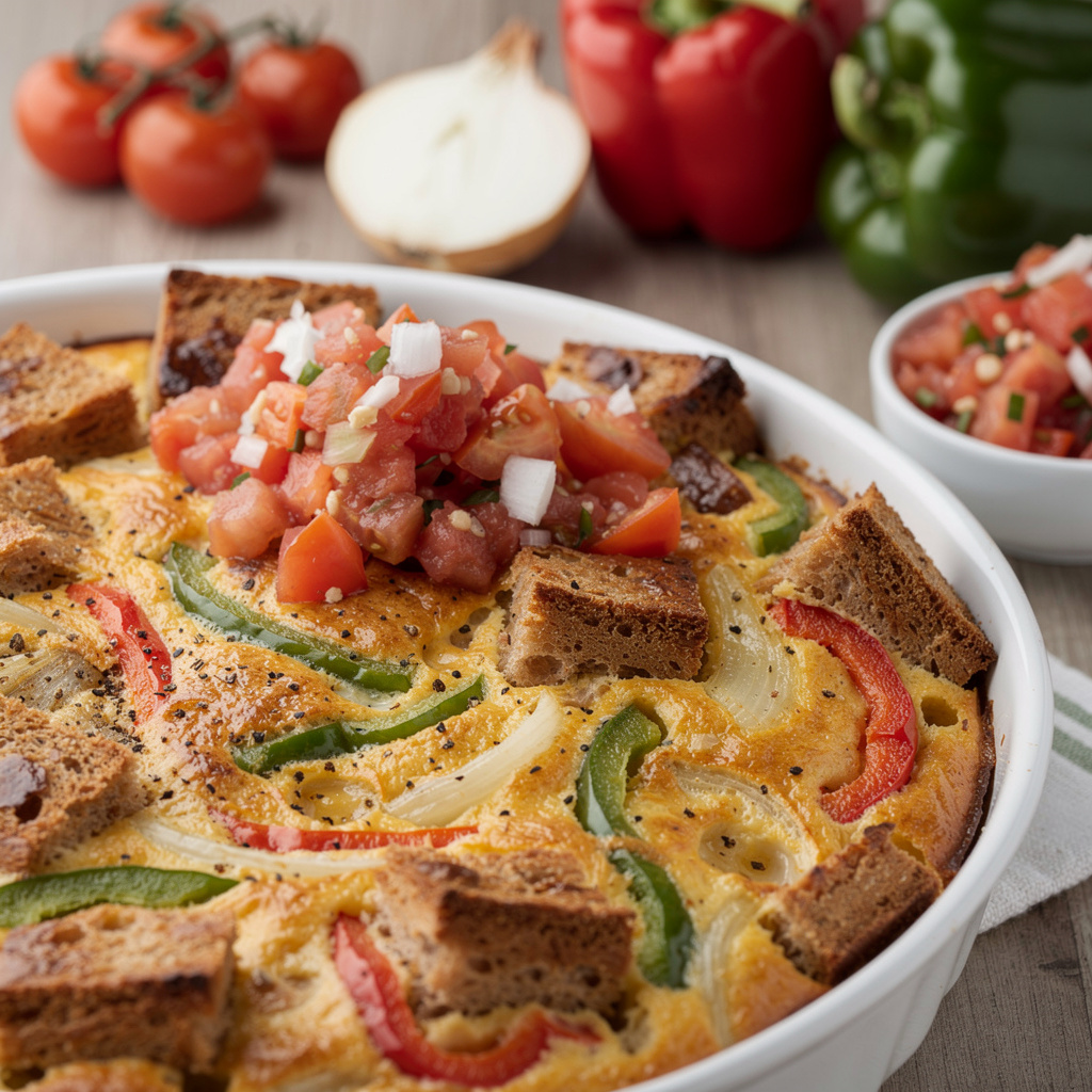 Bell Pepper and Vidalia Onion Strata with Fresh Salsa