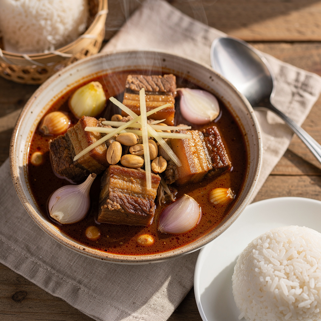 Northern Thai Pork Curry with Pickled Garlic and Ginger