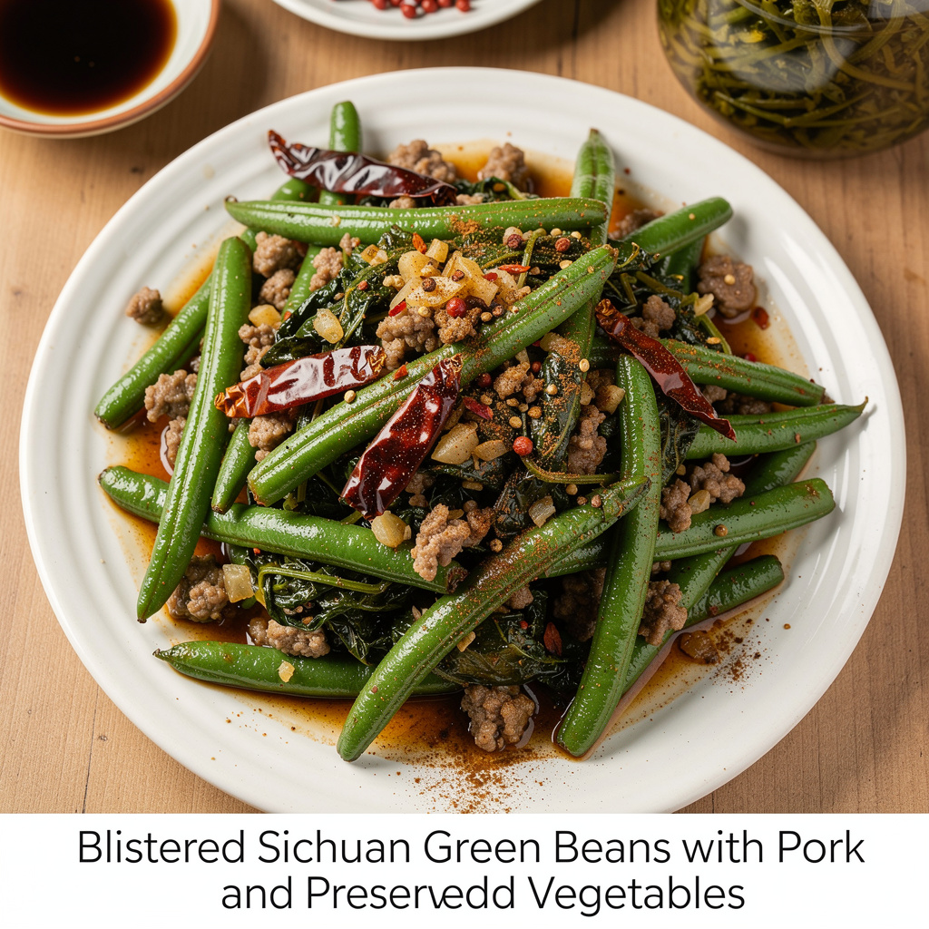 Blistered Sichuan Green Beans with Pork and Preserved Vegetables